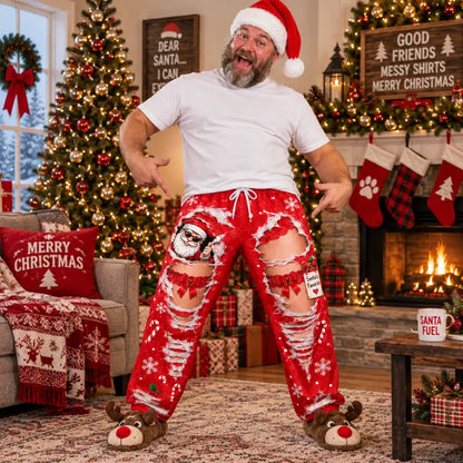 Funny Ripped Illusion Christmas Pajama Pants – Santa’s Favorite Holiday Lounge Pants