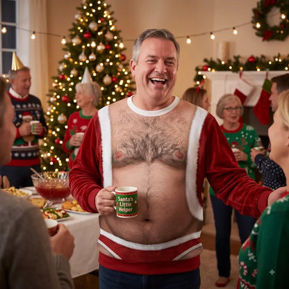 Santa Dad Bod Christmas Crewneck – Custom Skin Tone Novelty Print Sweatshirt