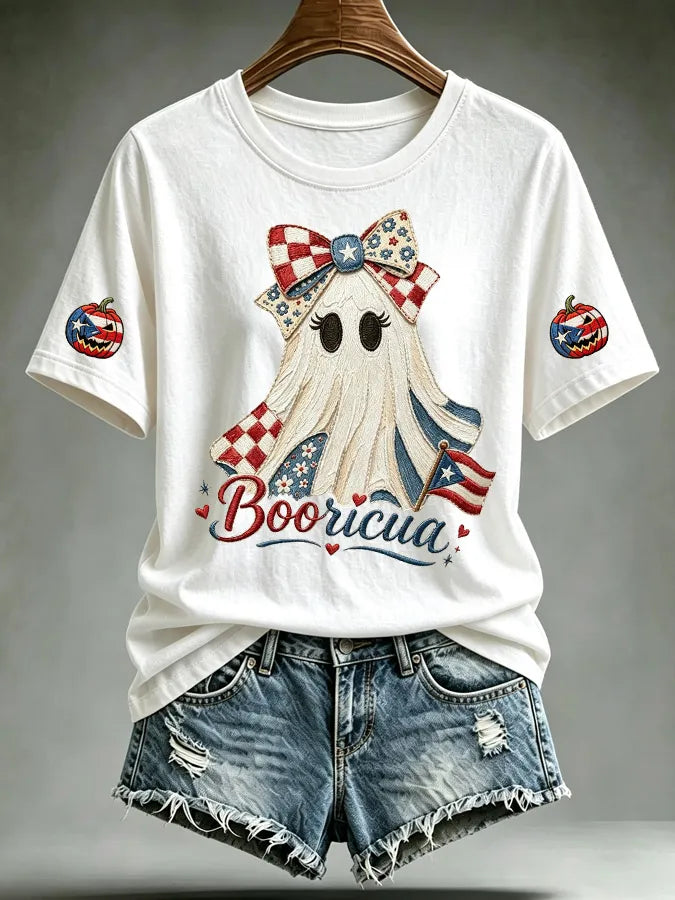 🎃Women's Halloween In Puerto Rico Print T-Shirt