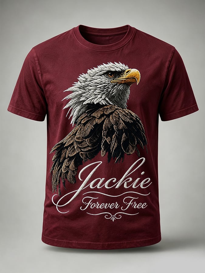 Men'S Casual Bald Eagle "Jackie" Print T-Shirt