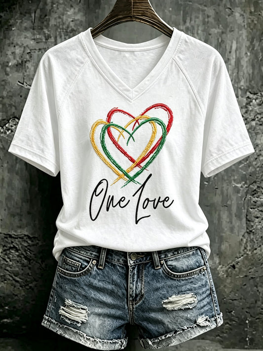 Women's Reggae Art Print Casual T-shirt