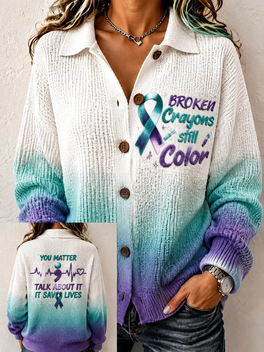 Women's Suicide Prevention Awareness Printed Coat