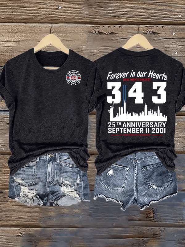 Women's 25th Anniversary 9/11 Memorial, 343 Hero Tribute Tee
