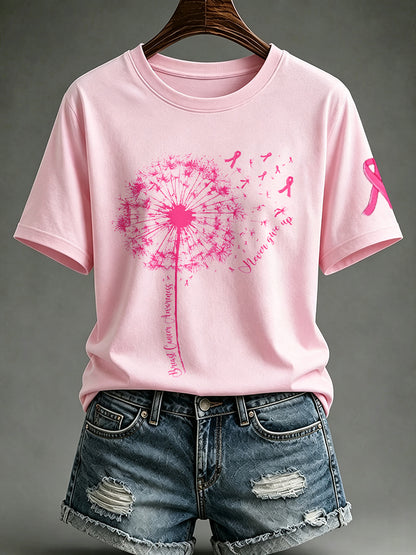 Women's Never Giver Up Printed Casual T-Shirt