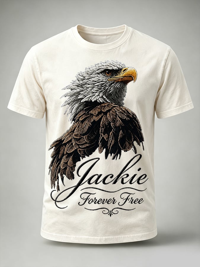 Men'S Casual Bald Eagle "Jackie" Print T-Shirt