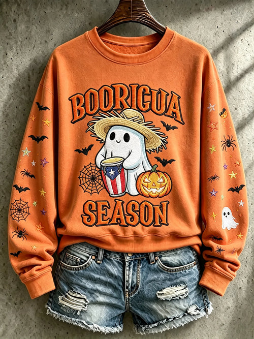 🎃Women's Halloween In Puerto Rico Printed Long-Sleeve Sweatshirt