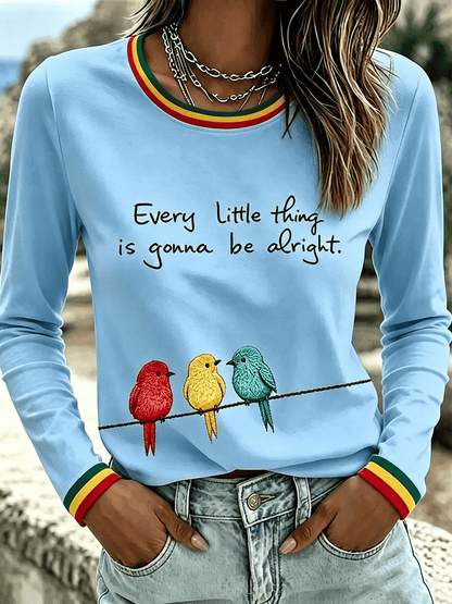 Women's Every Little Thing Is Gonna Be Alright Print Casual T-shirt