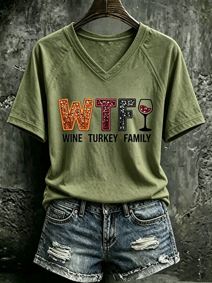 Women's Thanksgiving Print Casual T-shirt