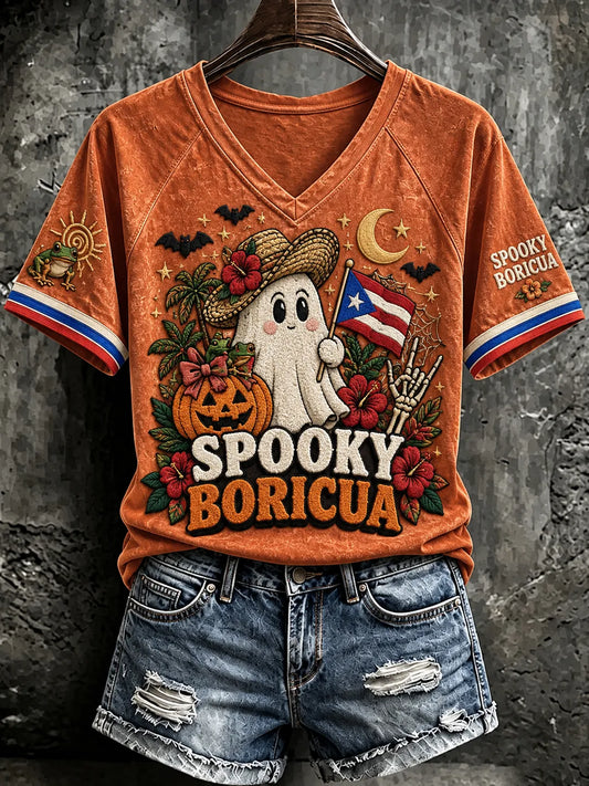Women'S Puerto Rico Halloween Print T-Shirt