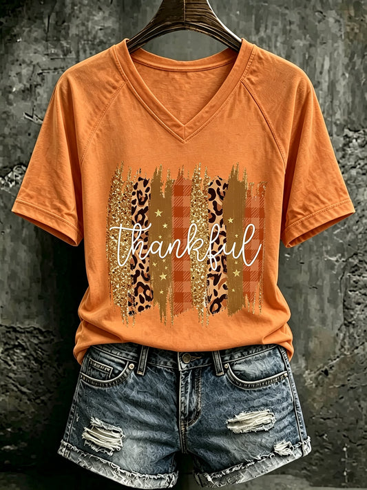 Women's Thanksgiving Print Casual T-shirt