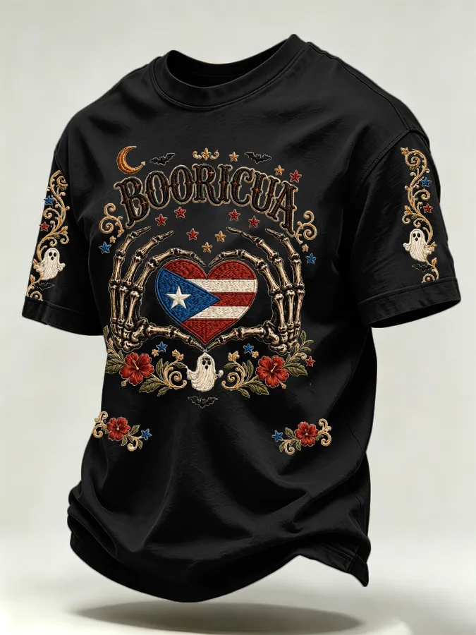 🎃Men's Puerto Rico Halloween Printed Short-Sleeve T-Shirt