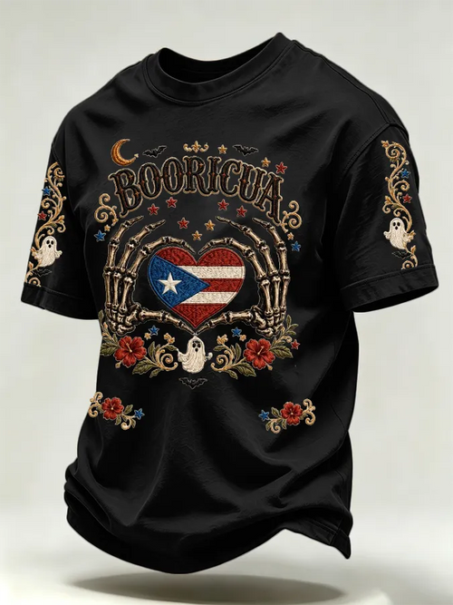 🎃Men's Puerto Rico Halloween Printed Short-Sleeve T-Shirt