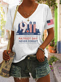 Women's 9/11 Memorial Week Flag Print Casual T-shirt