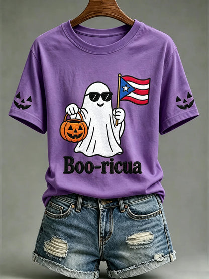 🎃Women's Halloween In Puerto Rico Print T-Shirt