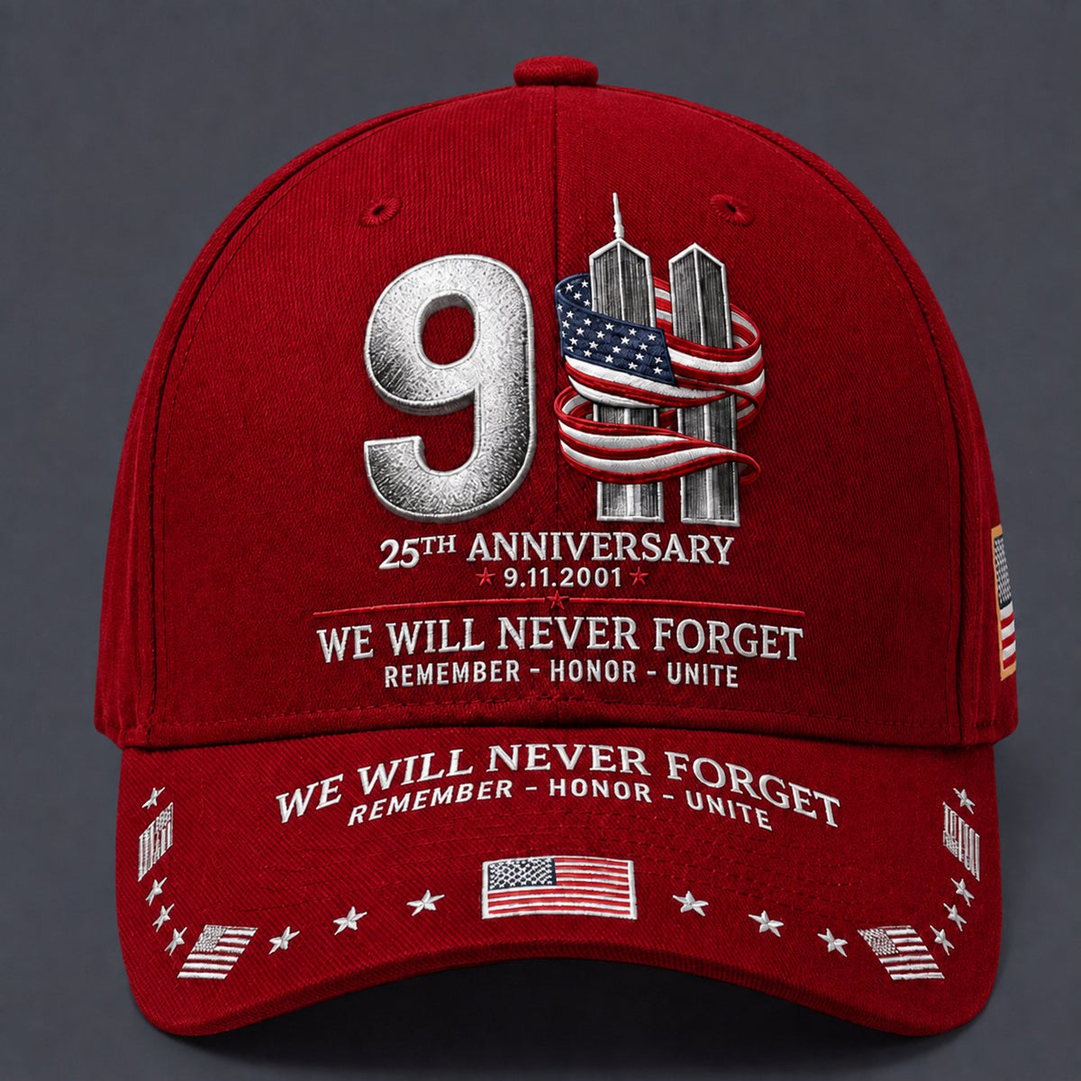 🔥LAST DAY 50% OFF - 9/11 25th Anniversary We Will Never Forget Memorial Baseball Cap – Unisex Patriotic Memorial Hat🧢 100% Cotton