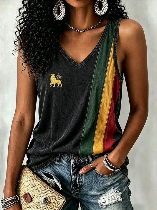 Women's Reggae Inspired Print Casual Tank Top