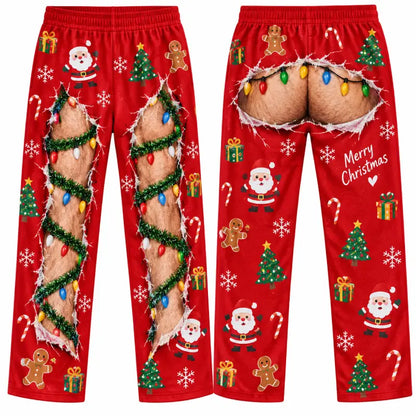 Christmas Prank Pajama Pants – Funny Faux Ripped Holiday Print