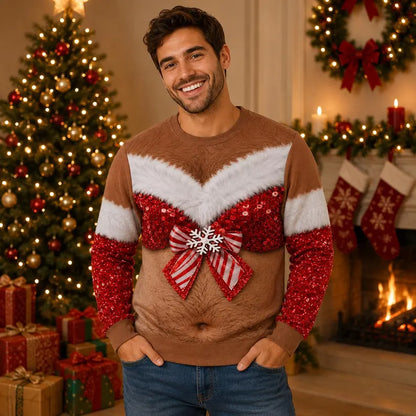 Custom Skin Tone Funny Ugly Christmas Sweater – Couples Holiday Party Sweatshirt
