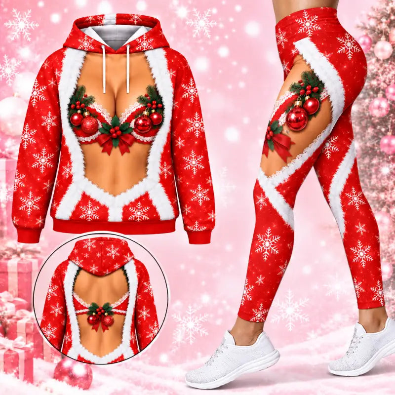 Santa-Inspired Christmas Hoodie & Leggings Set – Custom Skin Tone Digital Print