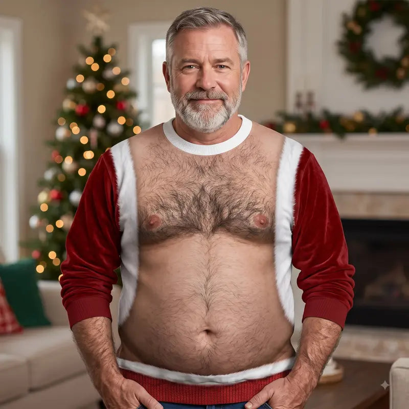 Santa Dad Bod Christmas Crewneck – Custom Skin Tone Novelty Print Sweatshirt