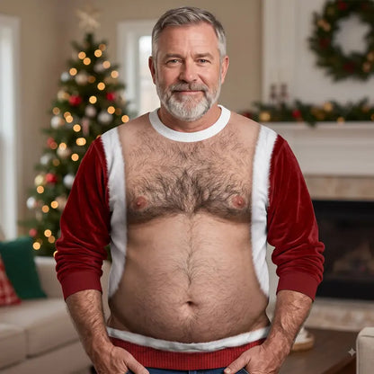 Santa Dad Bod Christmas Crewneck – Custom Skin Tone Novelty Print Sweatshirt