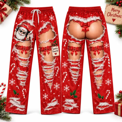 Funny Ripped Illusion Christmas Pajama Pants – Santa’s Favorite Holiday Lounge Pants