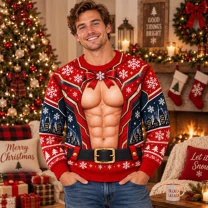 Custom Skin Tone Christmas Armor Sweater – Muscle Illusion Print