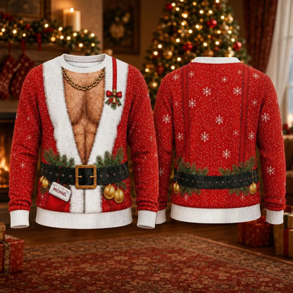 Funny Christmas Sweatshirt, Optical Illusion Holiday Crewneck, Novelty Christmas Graphic Pullover