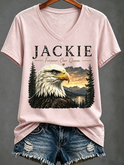 Women's Casual Bald Eagle "Jackie" Print Top