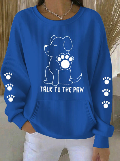 Women's Talking With Paws Funny Puppy Print Sweatshirt
