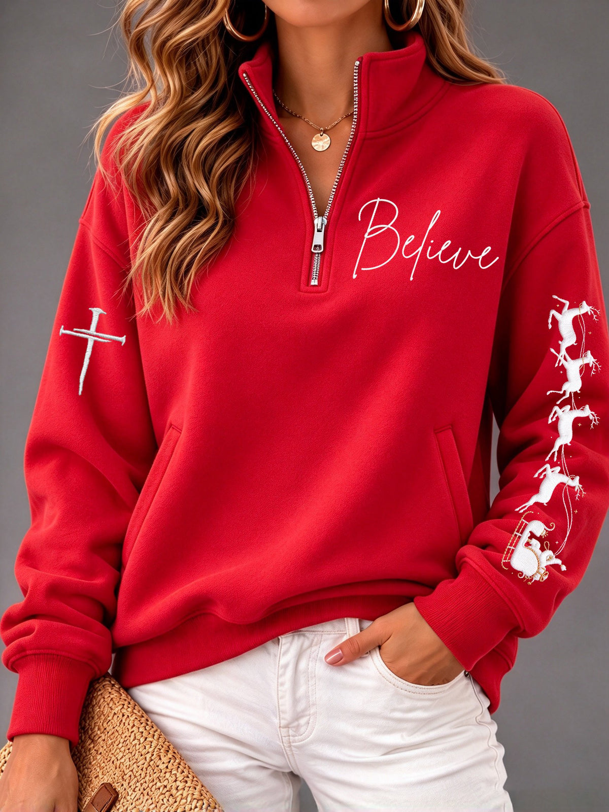 Women's Winter Christmas Faith Zip-Up Hoodie