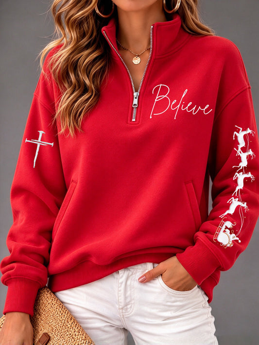 Women's Winter Christmas Faith Zip-Up Hoodie