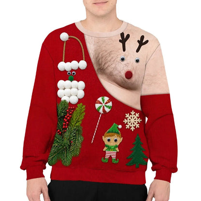 Personalized Funny Christmas Illusion Sweatshirt – Custom Skin Tone Ugly Holiday Sweater