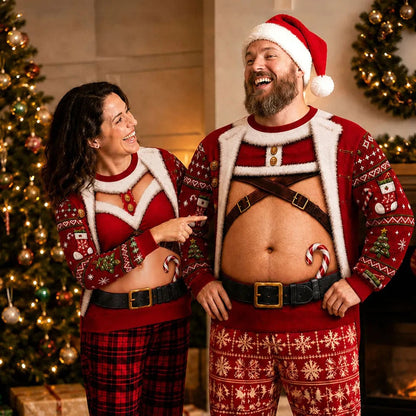 Personalized Santa Body Christmas Sweatshirt – Funny 3D Holiday Ugly Sweater, Unisex Christmas Gift