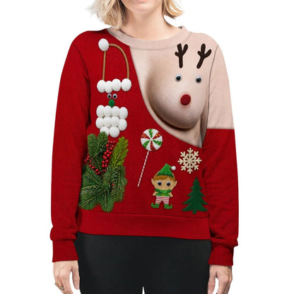 Personalized Funny Christmas Illusion Sweatshirt – Custom Skin Tone Ugly Holiday Sweater