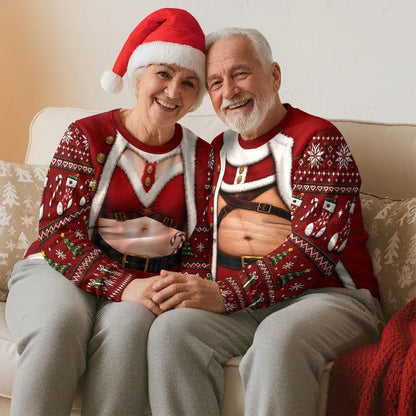 Personalized Santa Body Christmas Sweatshirt – Funny 3D Holiday Ugly Sweater, Unisex Christmas Gift