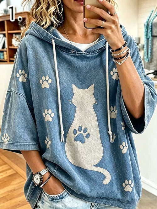 Women's Cat Printing Art Casual Top