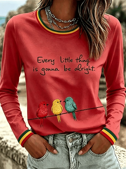 Women's Every Little Thing Is Gonna Be Alright Print Casual T-shirt
