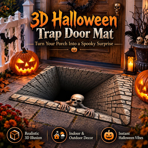 🔥Last Day 50% OFF🎁💀3D Illusion Skull Pit Mat – Halloween Area Rug