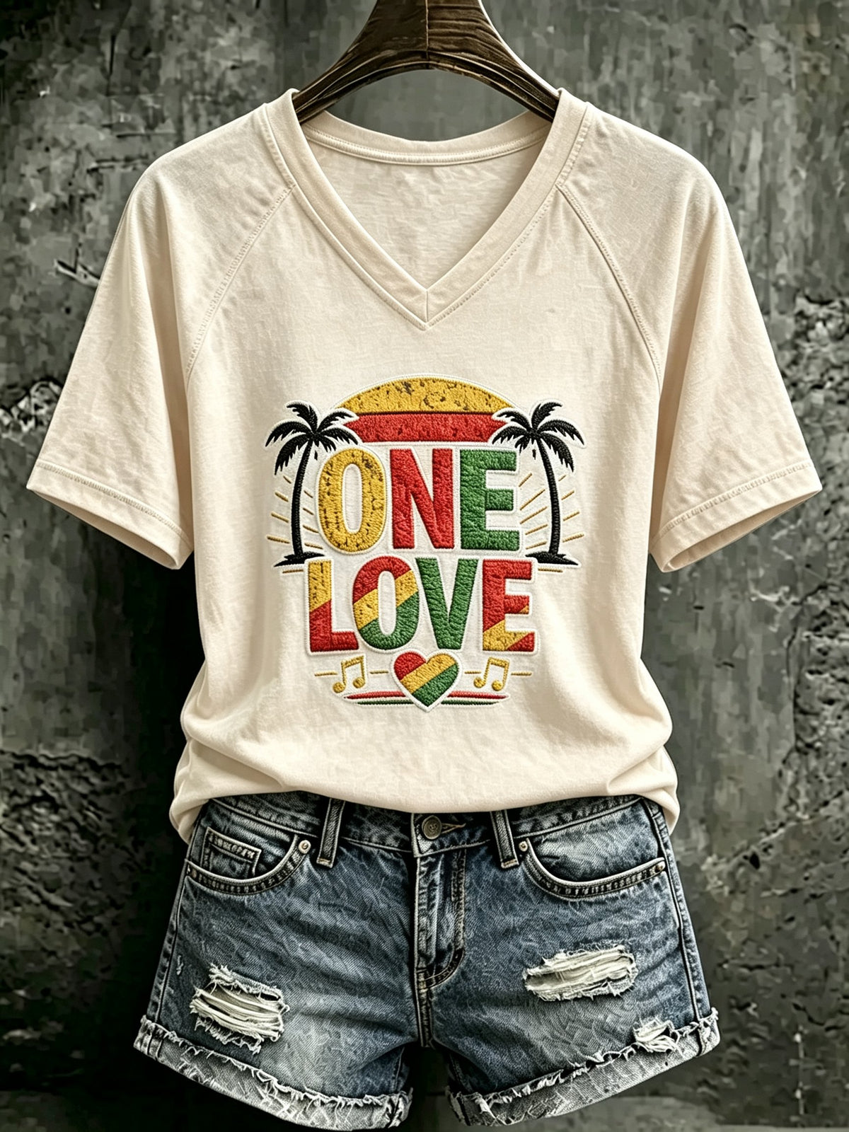 Women's Reggae Art Print Casual T-shirt