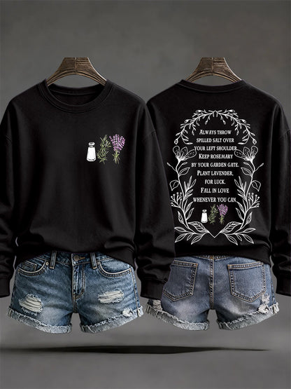 Women's Always Throw Spilled Salt Over Your Left Shoulder Print Casual Sweatshirt