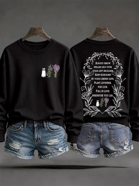 Women's Always Throw Spilled Salt Over Your Left Shoulder Print Casual Sweatshirt