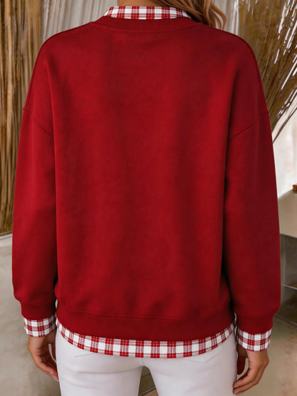 Women's Fabric Patchwork Faux Two-Piece Sweatshirt