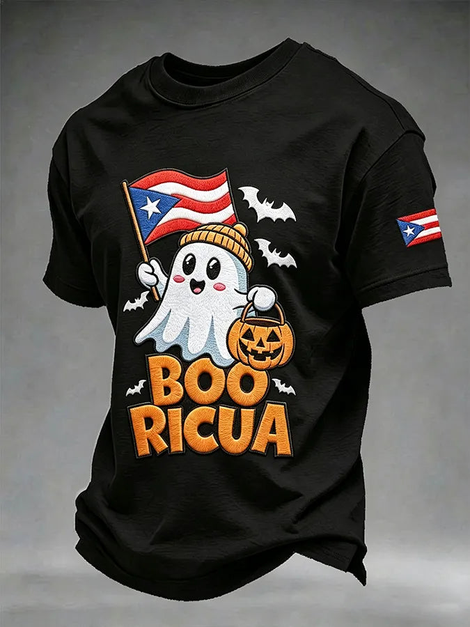 🎃Men's Puerto Rico Halloween Printed Short-Sleeve T-Shirt