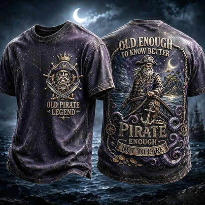 Men’s Vintage Old Pirate Legend Nautical Humor Graphic T-Shirt