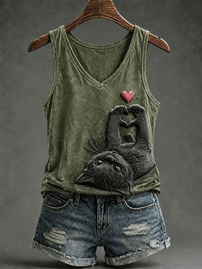 Women's Cat Print Tank Top