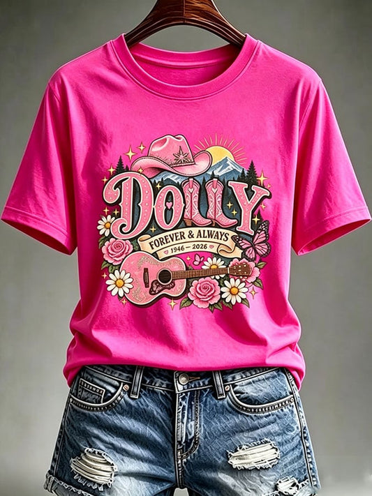 Women's Country Music Legend Tribute Print Casual T-shirt