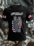 Men's 9/11 Memorial Patriotic Flag Print T-Shirt