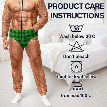 Funny Hairy Abs Body Illusion - Personalized Overall Onesie Hooded Jumpsuit