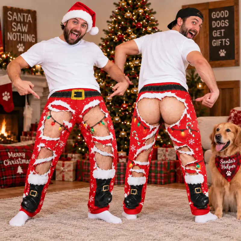 Santa’s Ripped Pants – Funny Christmas Illusion Pajama Pants